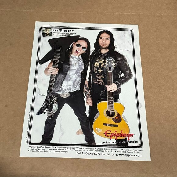 Rikki Lixx & Julien Jorgensen of Rev Theory - Epiphone Guitars - 2009 Print Ad - Picture 1 of 1